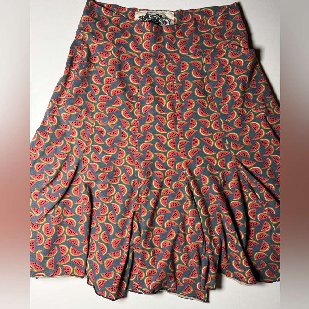 Effie's Heart Watermelon print Midi Skirt Women Large Cotton Stretch Whimsical